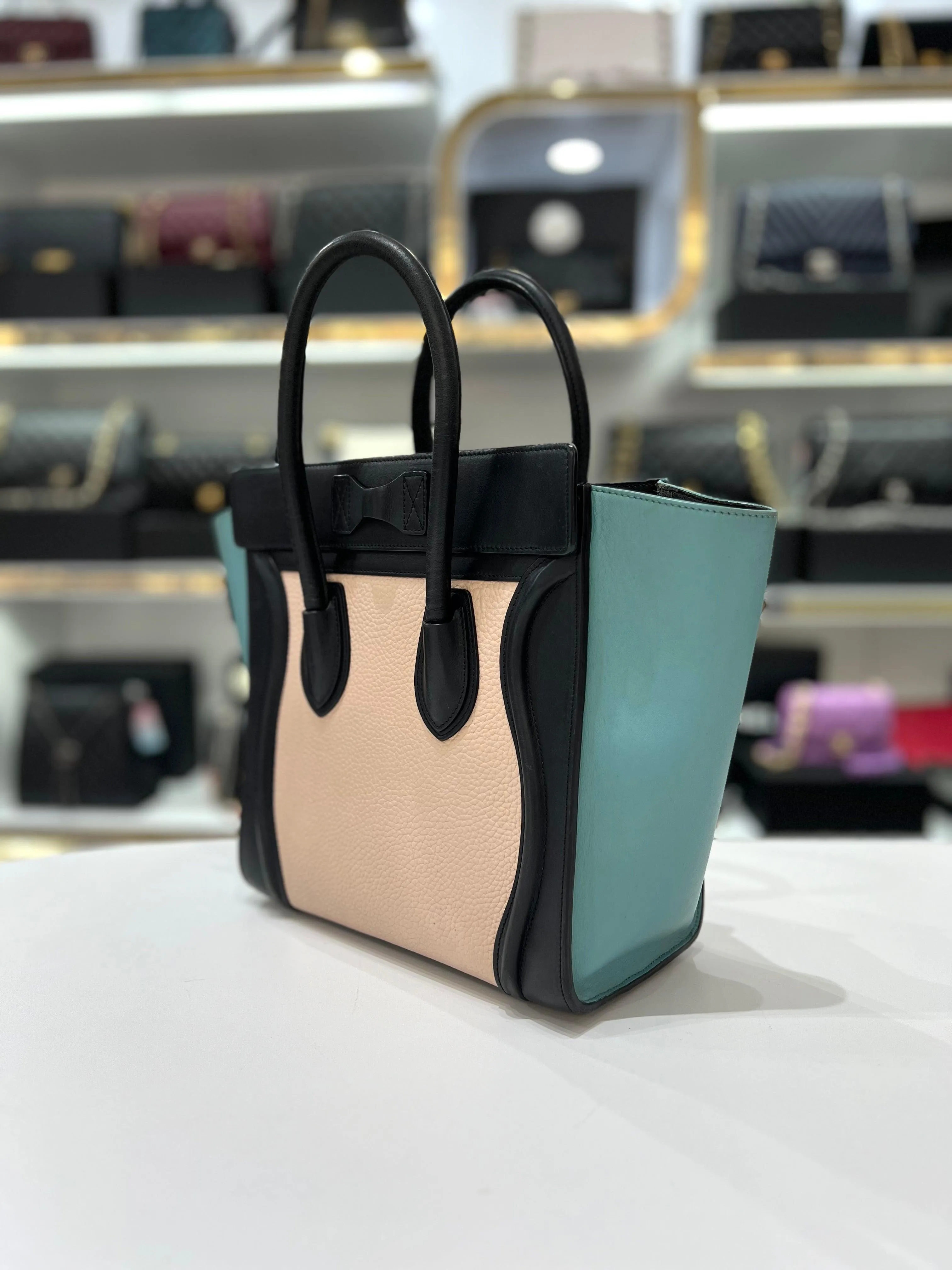 CELINE Drummed Micro Tri-Color Hand Bag For Women
