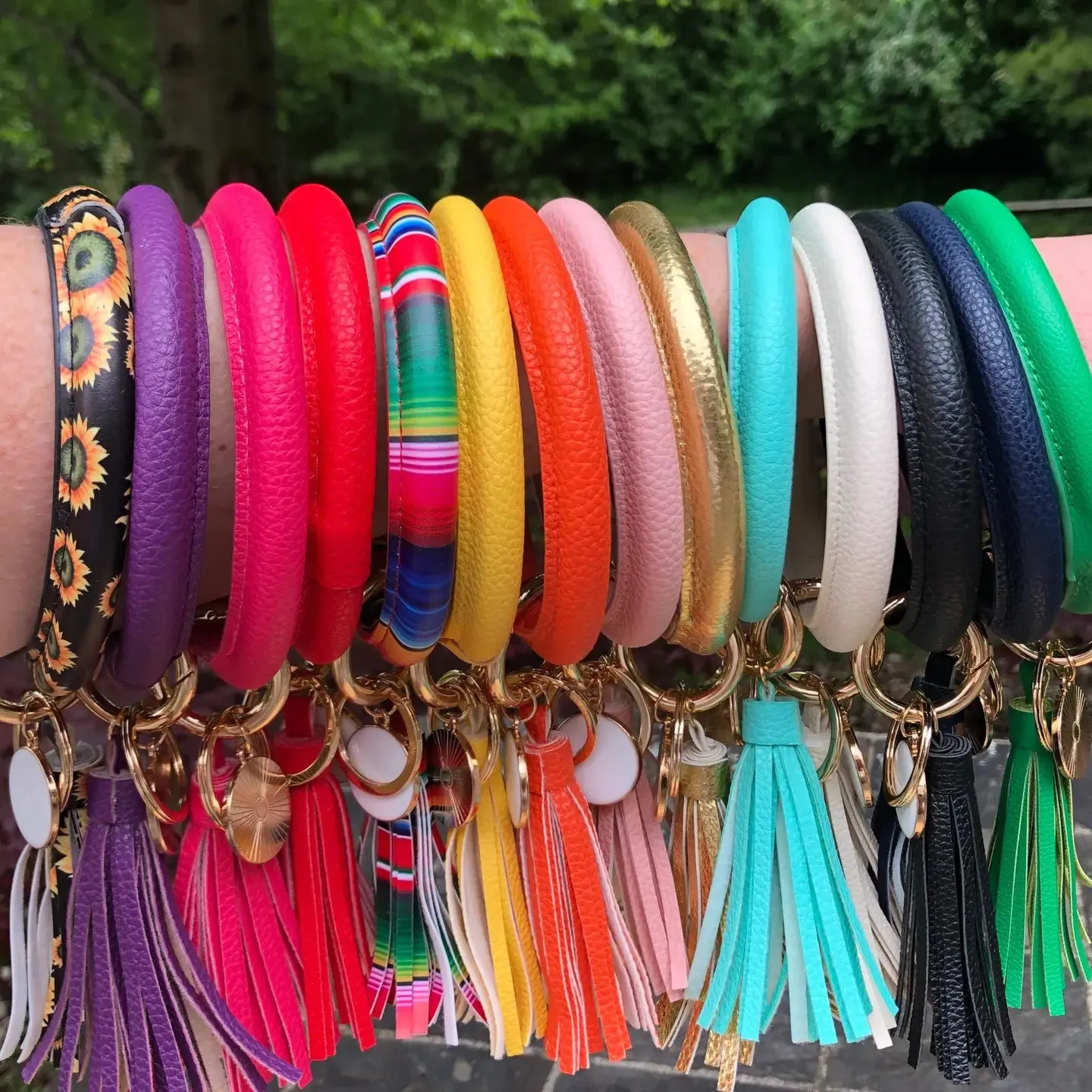 Tassel Bracelet Key Chain / Key Ring - Green